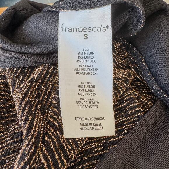 NWT Miami of Francescas Metallic Twist Front Stretch Long Sleeve Body Suit-Small - Picture 9 of 11